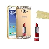 Galaxy Core Prime Case, EBEST Luxury 3D Handmade Bling Anti-scratch Electroplate Mirror Acrylic PC Back Cover Case and Metal Bumper Frame for Samsung Galaxy Core Prime, Gold with Bling Mirror