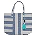 DII Boho Stripe Beach Bag 16x20x7 Shoulder Travel Tote Blue, Boho Stripe Blue