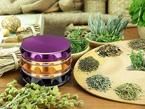 Herb Grinder, iRainy 2.5 Inches Spice Dry Herb Grinder with Pollen Catcher, 4 Pieces, Diamond Multicolor