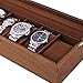 LESTAR Watch Box, Executive 6 Slots Watch Case with Valet, Glass Topped Wooden Watch Display Case Watch Organizer, Jewelry Storage Case