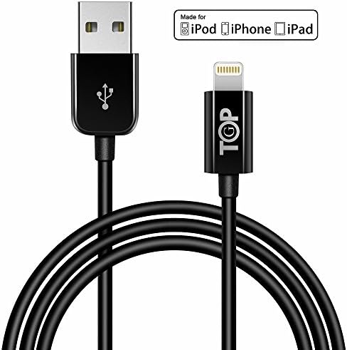 TopG Apple MFI Certified - Lifetime Warranty - High-Speed Lightning to USB Cable 6.6ft / 2m for iPhone 6, iPhone 5s / 5c / 5, iPad Air / mini / mini2, iPad 4th generation, iPod 5th generation, and iPod nano 8th generation Charging and Syncing - Premium MFI Quality (Black)