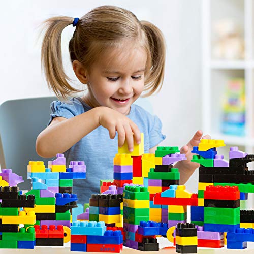 dimple large blocks for toddlers/kids  stackable, multi-colored, interlocking toys safe, non-toxic plastic bright colors, waterproof boys and girls age 3 +