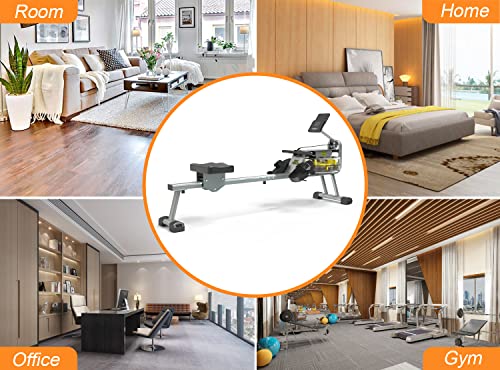 STAR POWER Water Rowing Machine 335LB Weight Capacity - Water Rower for Home Use with LCD Monitor, Tablet Holder, Adjustable Non-Slip Pedals and Comfortable Seat Cushion