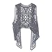 JASTIE Pirate Curiosity Open Stitch Cardigan Boho Sleeve Hippie Crochet Vest (Gray), Medium