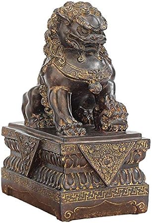Design Toscano Ny13668011 Statue De Chien Lion Foo Gardien De Temple Chinois Bronze 18 X 115 X 23 Cm
