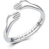925 Sterling Silver Hug Rings for Women Silver Hugging Ring Jewelry Rings Always My Daughter Forever My Friend Ring for Teen