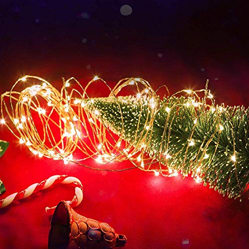 Led Fairy String Lights,2 Set 10m/33ft 100led Battery operated Copper Wire string lights with Remote Control ,8modes waterproof Decor lights Starry Light For Indoor/outdoor Bottle Garden Bedroom Wedding,Tree