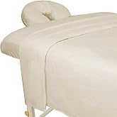 ForPro Premium Flannel 3-Piece Massage Sheet Set, Natural | Ultra-Light, Stain and Wrinkle-Resistant | Includes Flat &amp; Fitted Sheets w/ Face Rest Cover for Massage Tables
