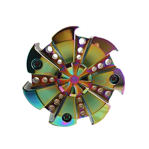 2017 UpgradedColorful Triangle Spinner and Double Fidget Spinner Metal Material New Style EDC Hand Fidget Spinner for High Speed Relieving ADHD, OCD, Anxiety (Rainbow7)