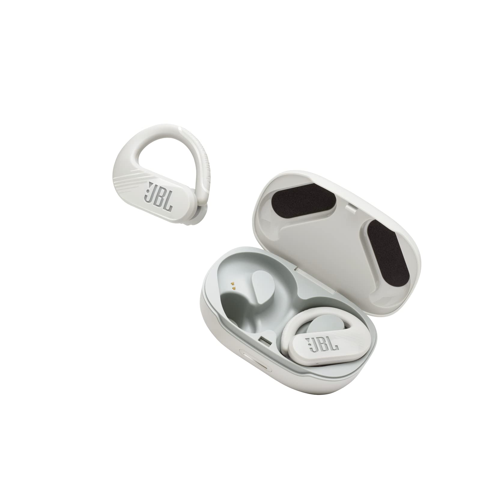 JBL Endurance Peak II TWS Small Waterproof Sports Earbuds with Bluetooth and Charging Case, White