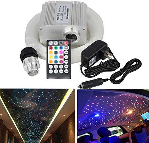 AZIMOM Bluetooth Control 10W Twinkle Fiber Optic Star Lights Ceiling Light Kits with 450pcs*0.03in*9.8ft Strands Sound Activated RGBW APP/ Remote Light Engine for Indoor Car Home Interior Decoration