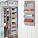 mDesign Soft Fabric Over the Door Hanging Storage Organizer with 4 Large Pockets for Closets in Bedrooms, Hallway, Entryway, Mudroom - Hooks Included - Textured Print - Gray
