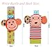 Daisy 4-Piece Animal Baby Infant Wrists Rattle and Socks Foot Finders Set Developmental Soft Toy - Elephant and Monkey