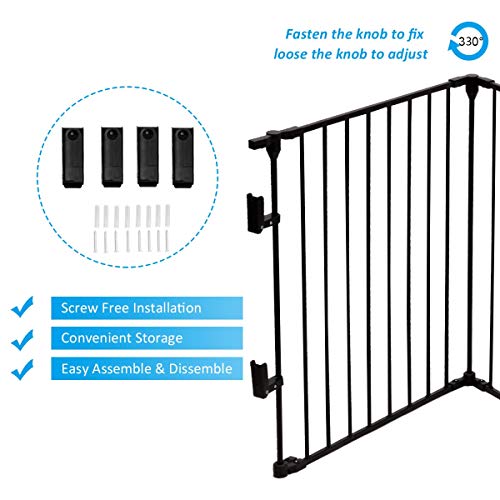 Costzon Baby Safety Gate White 6 Panel Wall Mount Metal Gate For