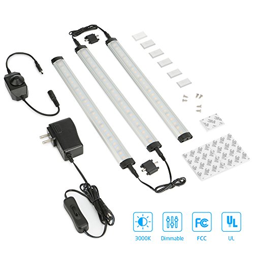 [3 PACK]LED Under Cabinet Light Dimmable Under Counter Kitchen Lighting, Warm White, 3000K
