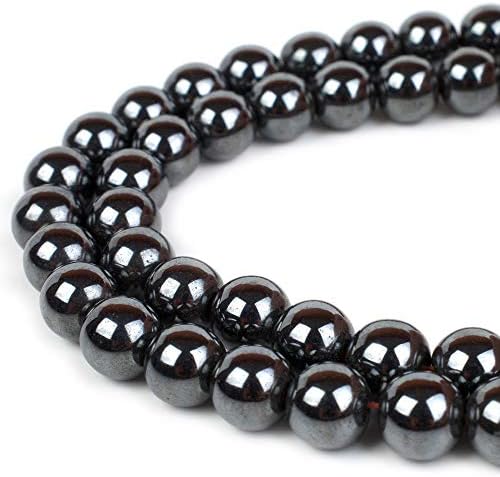 RVG 10mm Hematite Beads Nonmagnetic Round Gemstone Loose Stone Mala 15.5 in Strand for Jewelry Making (Approx 38-40 pcs)