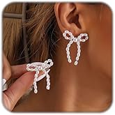 Bow Earrings for Women Trendy Pearl Stud Earring For Birthday Party Jewelry