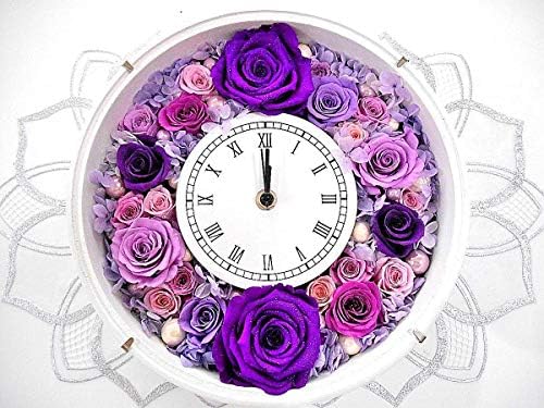 花時計 古希祝い 母 プレゼント 母 花 女性 プリザーブドフラワー 古希祝い 喜寿祝い 結婚祝い 女性 紫 パープル 退職祝い プレゼント 女性 退職祝い 花 結婚祝い 誕生日 引越祝い 新築祝い 開店祝い アメジストパープル ダイヤモンドローズの花時計 B07zqj1pqk