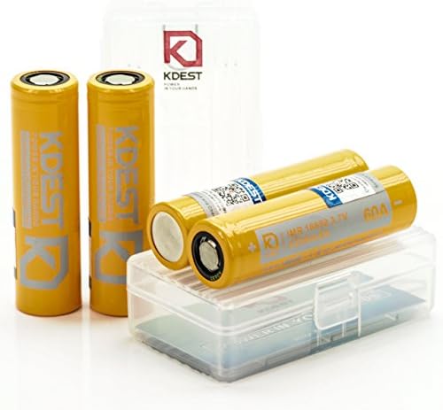 KDEST IMR 18650 3200MAH 60A 3.7V rechargeable batteries | 4-Pack | Protection Case Package