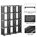 SONGMICS 12-Cube Storage Shelf, Bookcase, Closet Organizer, in Living Room, Kid’s Room, for Toys, Daily Necessities, 41.3 x 11.8 x 55.1 Inches, Includes Rubber Mallet, Black ULSN12BK