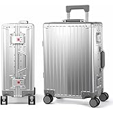 VentureVault All Aluminum Carry On Luggage 22x14x9 Airline Approved，Hard Shell Carry On Luggage, Zipperless Luggage Aluminum Suitcase Luggage (sliver, 20inch)