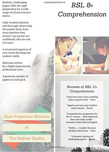 8+ English Comprehension by RSL: Practice Papers with Detailed Answers & Explanations for 8 Plus, KS1 & KS2 English Exams Loose Leaf – 11 Dec. 2015
