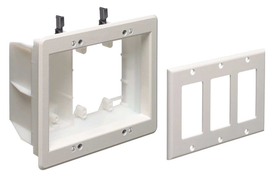 Arlington TVBU5071 TV Box Recessed Outlet Wall Plate Kit, 3Gang, White, 1Pack eBay