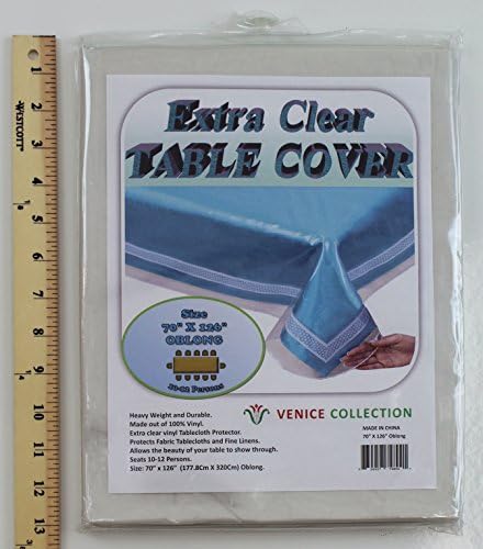 Venice Collection Extra Clear and Durable Heavy Weight Tablecloth Protector 100% Vinyl 70" X 126" Oblong