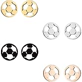 RLHRNDE 4 Pairs Hockey Stick Ice Hockey Skates Football Earrings Fashion Cute Winter Stainless Steel Cartilage Small Studs Earring Minimalist Ice Hockey Sports Jewelry Gifts