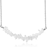 Sunshinegems Clear Quartz Chips Bar Necklace Silver, Polished Raw Gemstone, Gift for Her, Birthday, Gemstone Jewelry 18 inch Stone Weight 15 to 20 Approx