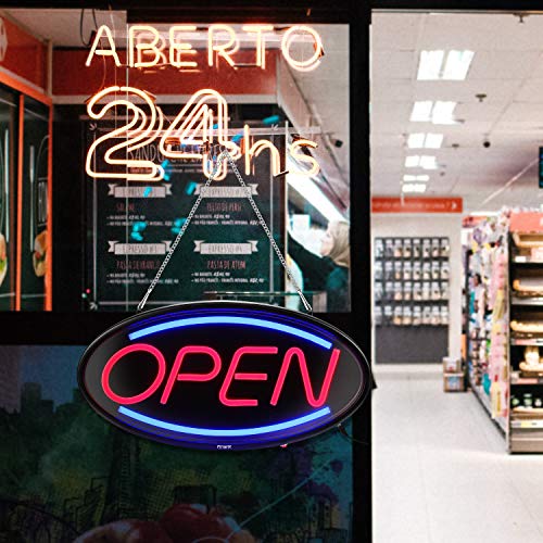 Neon Open Sign,19x10inches FITNATE Super Bright Neon Open Sign for Business, Light Bar Advertisement Board Electric Display Sign, 3 Lighting Modes Flashing,Go-Round & Steady, for Window, Shop, Bar