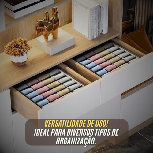 Organizador de Gaveta para Meias Kit com 2 Colmeias 24 Divisórias Organizador de Roupas Íntimas Dobrável em TNT