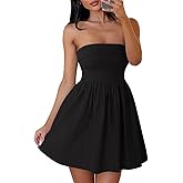 ZESICA Women's Summer Strapless Mini Dress 2026 Sexy Off Shoulder High Waist A Line Swing Party Short Dresses
