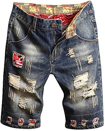 Amazon.com: Lissom Pantalones vaqueros para hombre, pantalones cortos con  agujero roto, estilo casual, corte clásico, pantalones cortos envejecidos,  30: Clothing