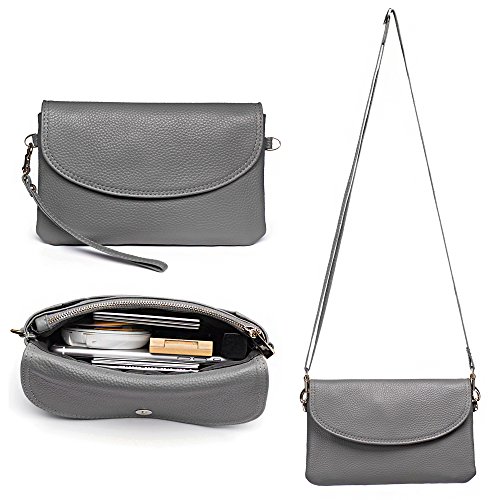 Befen full grain leather wristlet clutch crossbody phon…