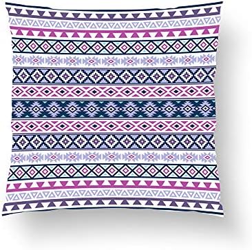 Zippered Pillow Covers Pillowcases One Side 26x26 Inch Aztec Stylized Pattern Pinks Purples Blues White Pillow Pillow Cases Cushion Cover for Home Sofa Bedding