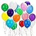 Joyin Toy 180 Pieces Party Balloons Assorted Color Latex Balloons 3 Style with Hand Held Air Inflator and 8 colors of Crimped Curling Ribbons