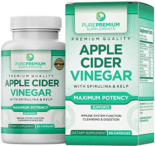 Premium Apple Cider Vinegar Capsules by PurePremium (Maximum Strength) ACV Pills - Healthy Digestion, Energy, and Immune System - 90 Caps