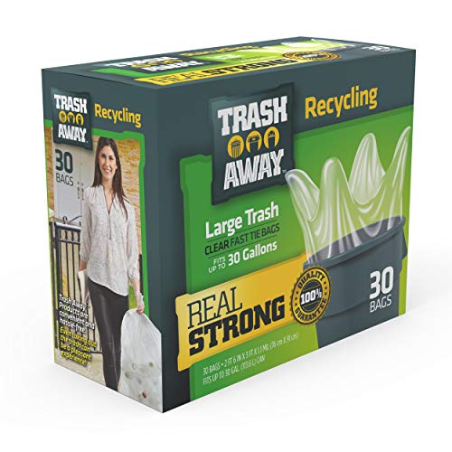 Trash Away Heavy Duty Clear Recycling Bags Tall & Strong Bags for