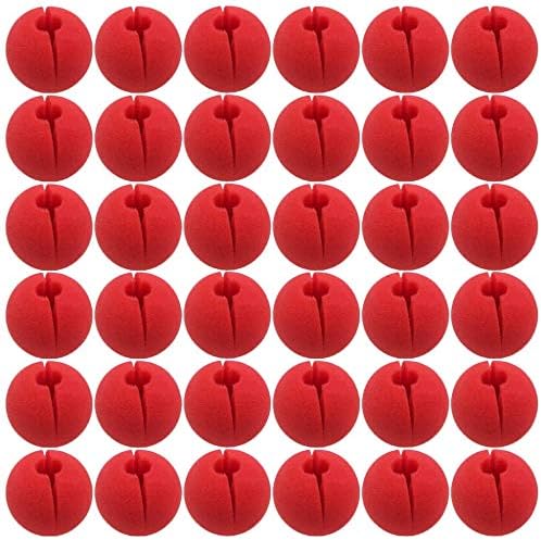 LONG7INES 36Pcs Red Foam Nose Circus Clown Nose, Novelty Clown Nose Value Pack for Circus Costume Party, Halloween, Red Nose Day, Activity Trick Toys, Cosplay & More