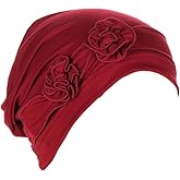 YYAOJHAO Flower Turban Hats for Women - Pre Tied Twist Solid Hedwrap Caps Chemo Cancer Headwear Headscarf Hair Loss Cover