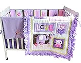 F.C.L Baby Girls Purple  Crib Bedding Set with  Bumper, 8 Piece