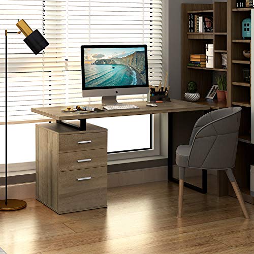 DEVAISE Computer Desk with Drawer, 55 inch Home Office Desk with Reversible File Cabinet, Gray Oak - Image 3