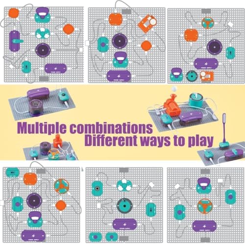 Electronic Circuit Set with 45 Circuit Blocks,101 Experiments to Learn Electricity, DIY Electronic Exploration Kit, STEM Educational Toys for Kids Ages 3+