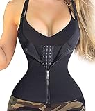 Junlan Waist Trainer, Corset Cincher Body Slimmer Shaper Tummy Control for Women Vest (M, Black Waist Trainer for Weight Loss)