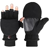 ヒロワールドトレード Winter Convertible Fingerless Gloves Flip Top Mittens Polar Fleece Hand Warmer Touch Screen Compatible