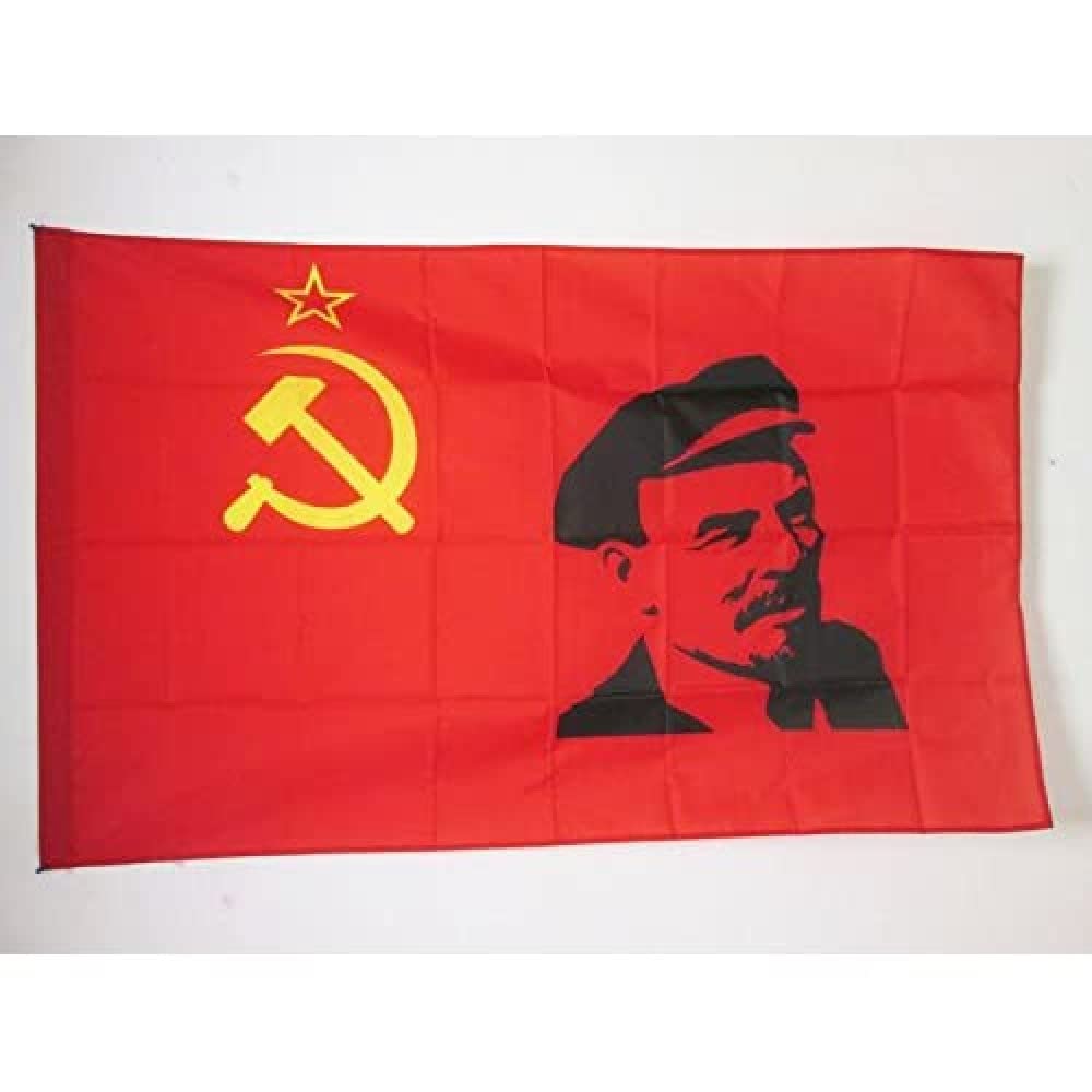 AZ FLAG - USSR with Lenin Flag - 3x5 Ft - Soviet Union communist Banner with Sleeve - 100% Polyester - Fade Resistant - Vivid Colors - 3' x 5' Feet - 150x90 Cm