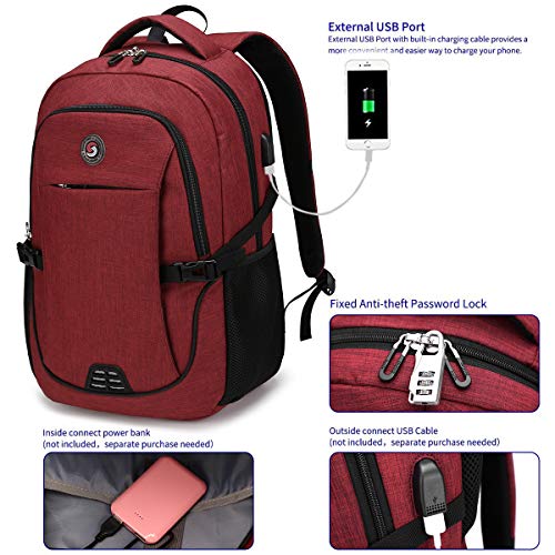 SHRRADOO Anti Theft Laptop Backpack Travel Backpacks Bookbag with usb