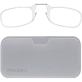 ThinOptics Pod Reading Glasses - Slim Armless Pocket Readers - White, Clear 2.5x