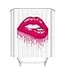 Fangkun Shower Curtain Sexy Woman Lips Print - Romantic Love kiss Sign Bath Curtains - Fiance Gifts for Him -Polyester Fabric Bathroom Decor Set with Hooks - Pink White